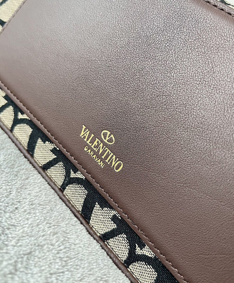 Valentino Loco Toile Iconographe Shoulder Bag Dark Coffee